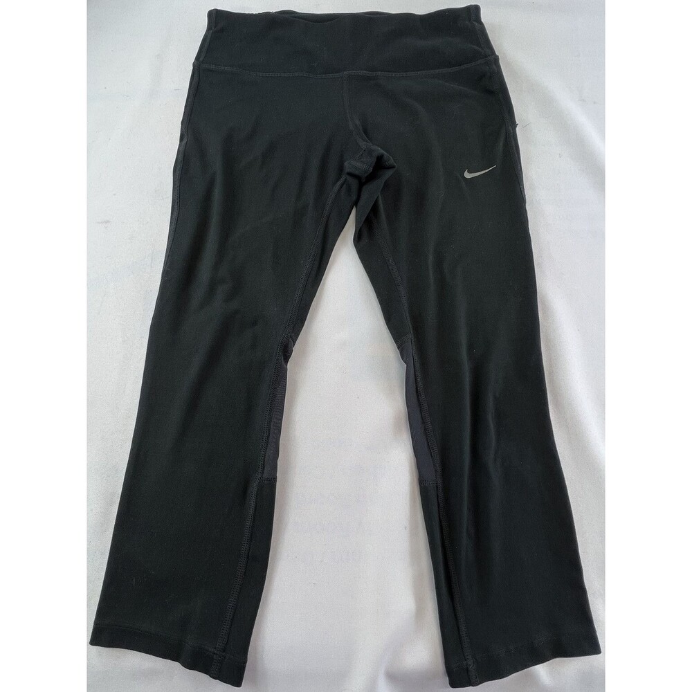 Nike Running Womens Medium Black Drawstring Activewear Capri Pants Leggings